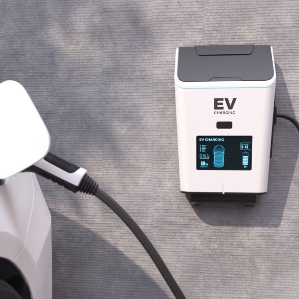EV Charger 9 EV Charging Station, Clean energy filling technology, Electric car charging. 3D illustration